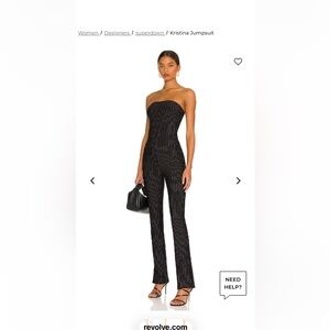 REVOLVE Black and White Striped Strapless Jumpsuit great fitted